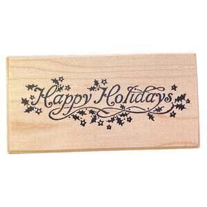 PSX E-079 Vintage Happy Holidays Rubber Stamp 1988